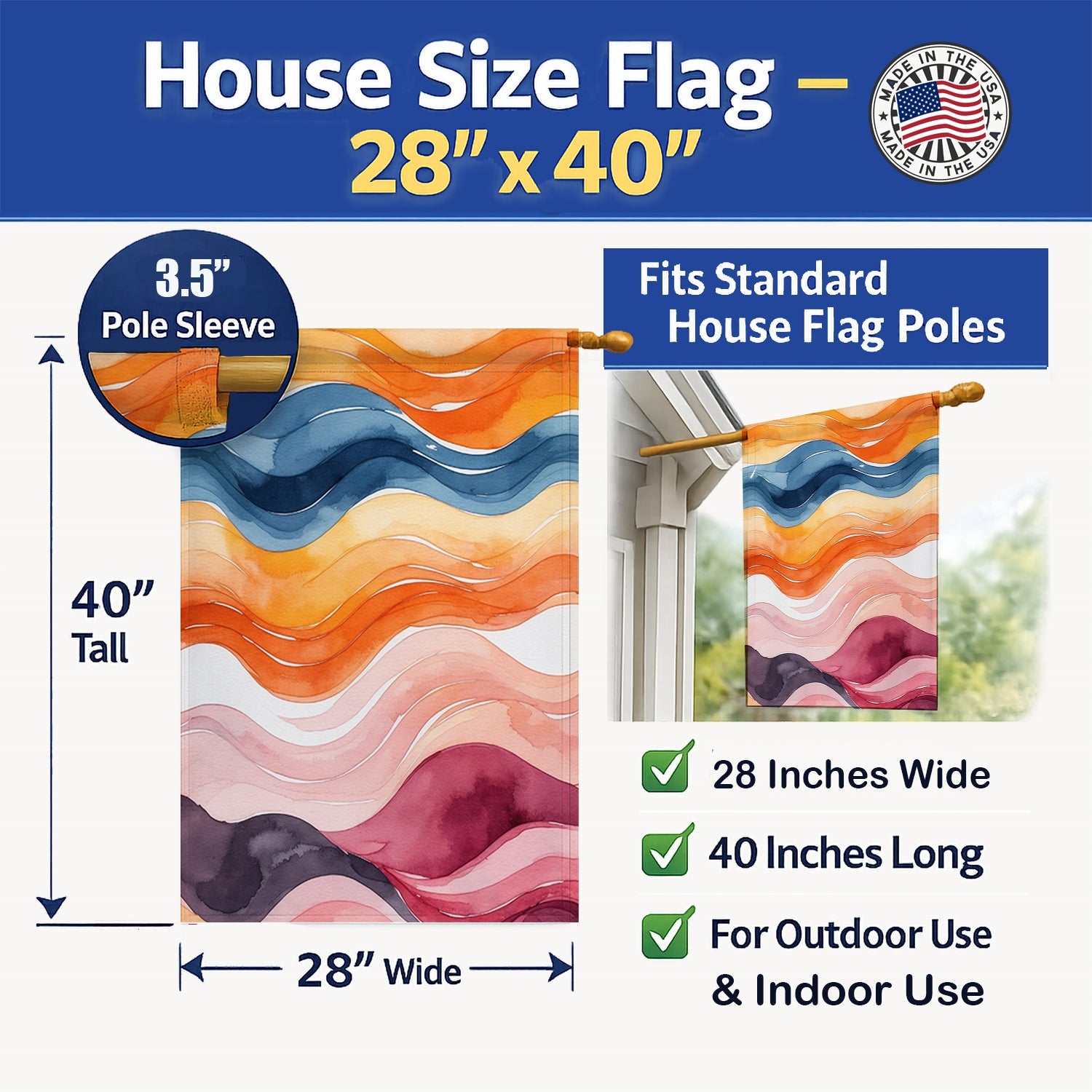Lesbian Pride House Flag 28x40 Porch Sleeve Pole Decorative Outside Yard Banner Artwork Wall Hanging, Polyester