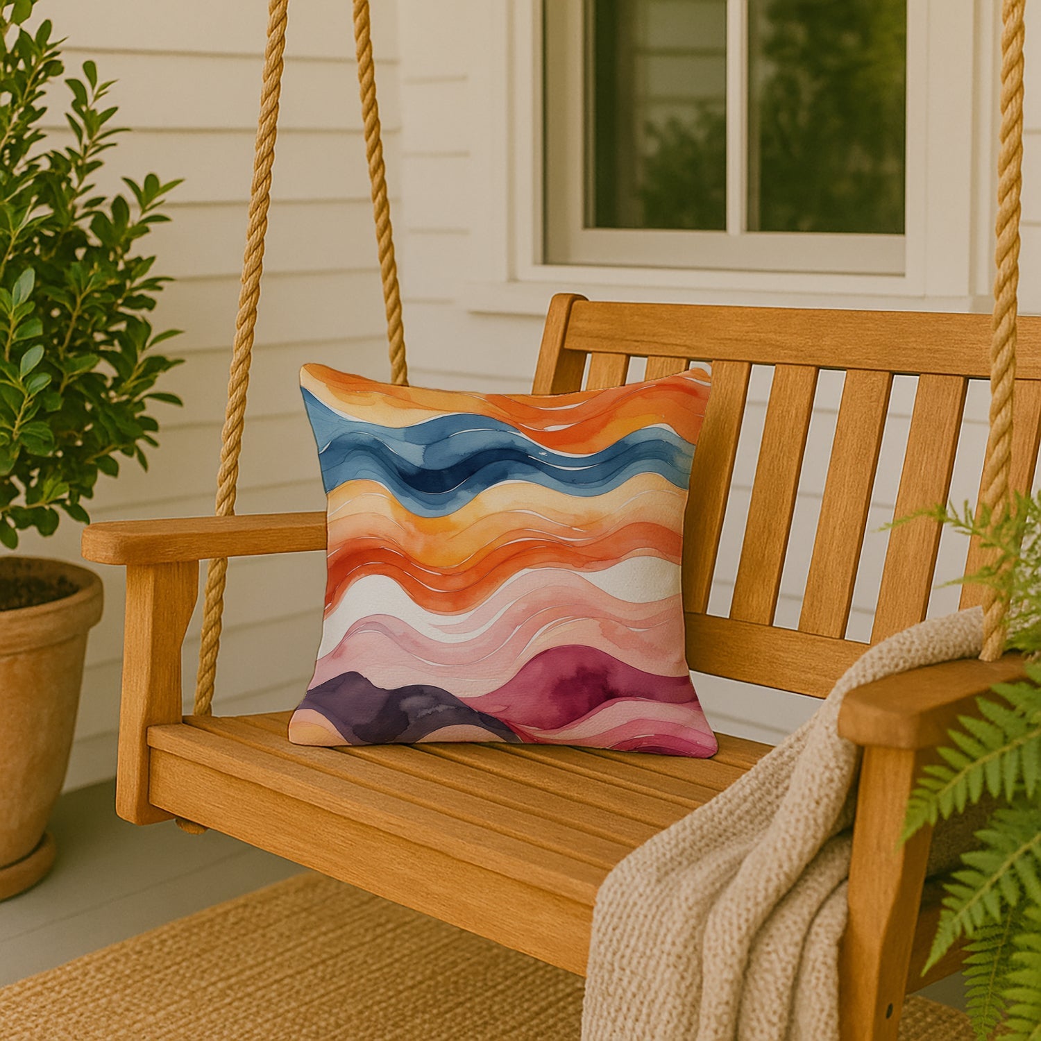 Lesbian Pride Decorative Throw Pillow 18x18 Indoor Outdoor Accent Cushion, Fabric Cover with Insert for Sofa, Bed, Porch & Living Room