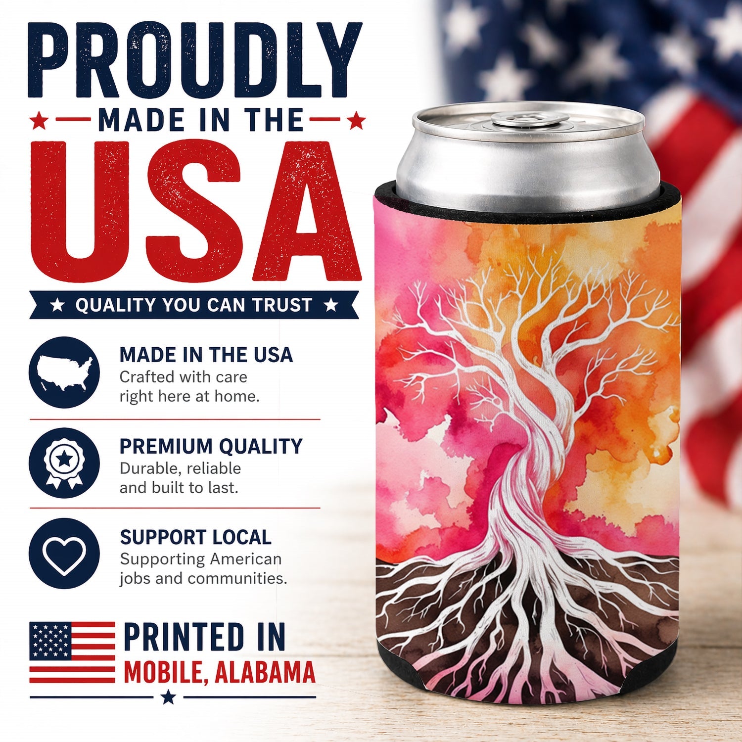 Rooted in Lesbian Pride Can or Bottle Hugger Cooler Sleeve for Standard 12 oz Cans, Insulated Foam Beer & Soda Can Hugger Reusable
