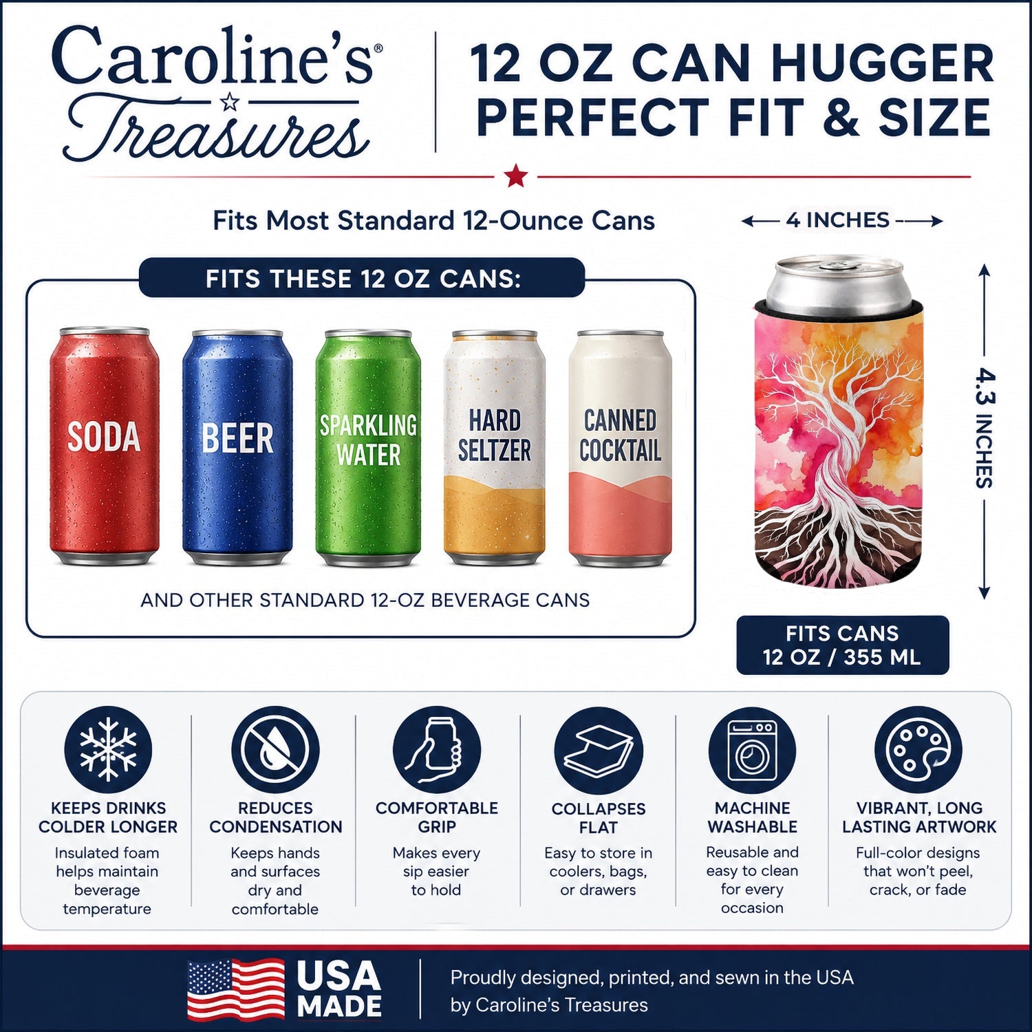 Rooted in Lesbian Pride Can or Bottle Hugger Cooler Sleeve for Standard 12 oz Cans, Insulated Foam Beer & Soda Can Hugger Reusable