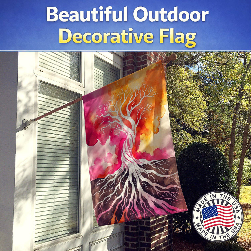 Rooted in Lesbian Pride House Flag 28x40 Porch Sleeve Pole Decorative Outside Yard Banner Artwork Wall Hanging, Polyester