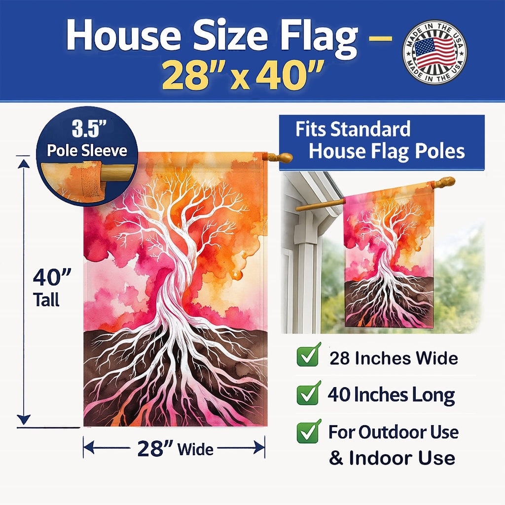 Rooted in Lesbian Pride House Flag 28x40 Porch Sleeve Pole Decorative Outside Yard Banner Artwork Wall Hanging, Polyester