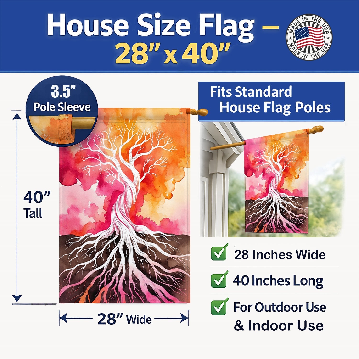 Rooted in Lesbian Pride House Flag 28x40 Porch Sleeve Pole Decorative Outside Yard Banner Artwork Wall Hanging, Polyester