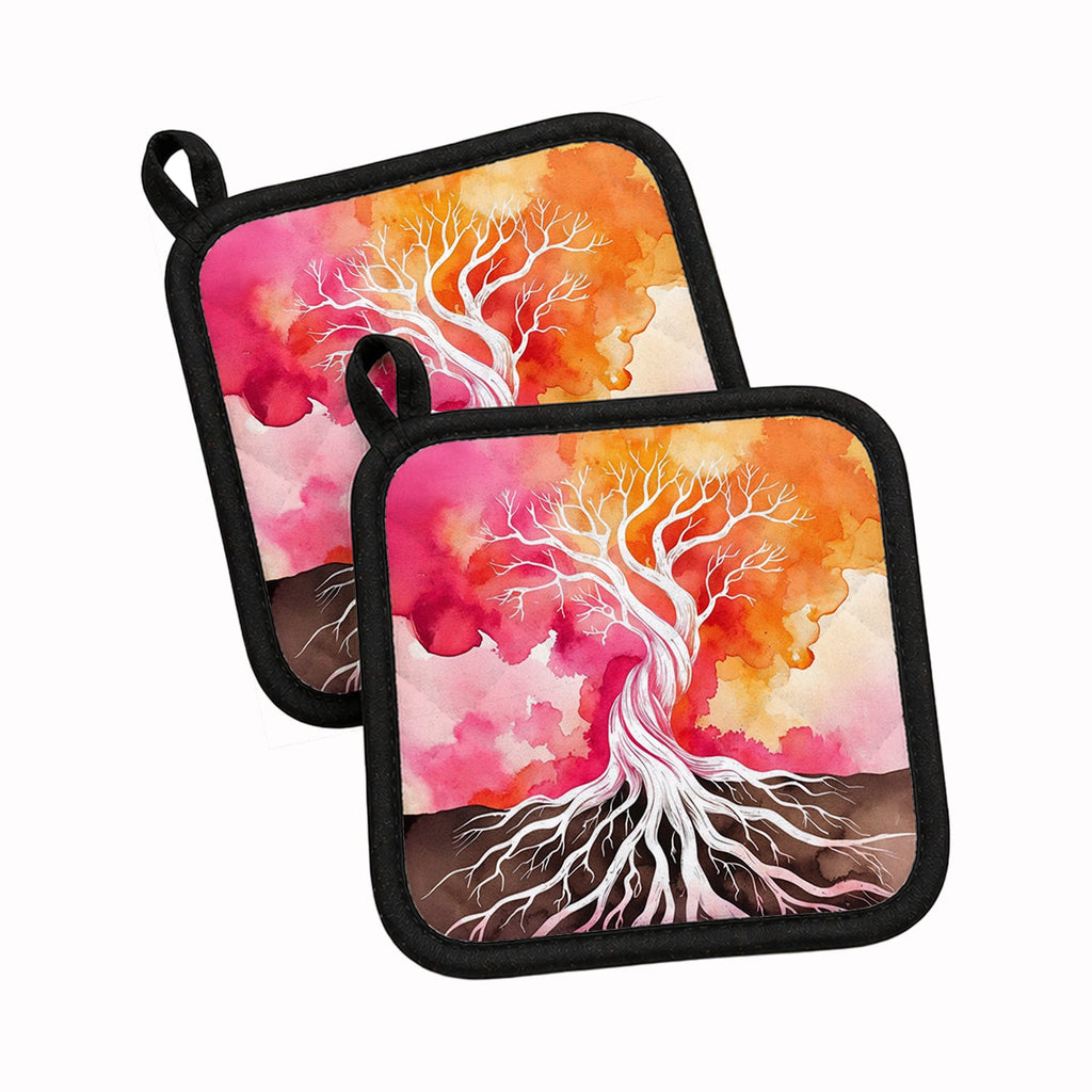 Rooted in Lesbian Pride Pot Holder Set of 2 Heat Resistant Quilted Hot Pads 7.5 x 7.5 Inch, Insulated Kitchen Trivets for Cooking & Baking