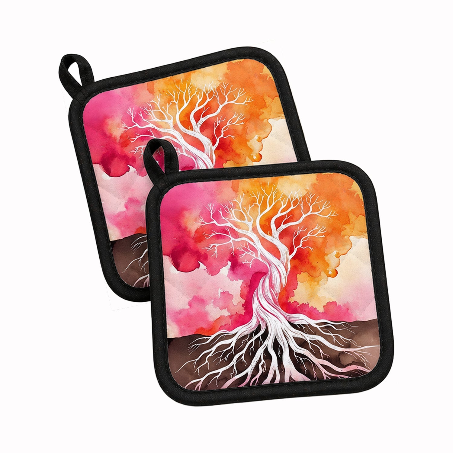 Rooted in Lesbian Pride Pot Holder Set of 2 Heat Resistant Quilted Hot Pads 7.5 x 7.5 Inch, Insulated Kitchen Trivets for Cooking & Baking