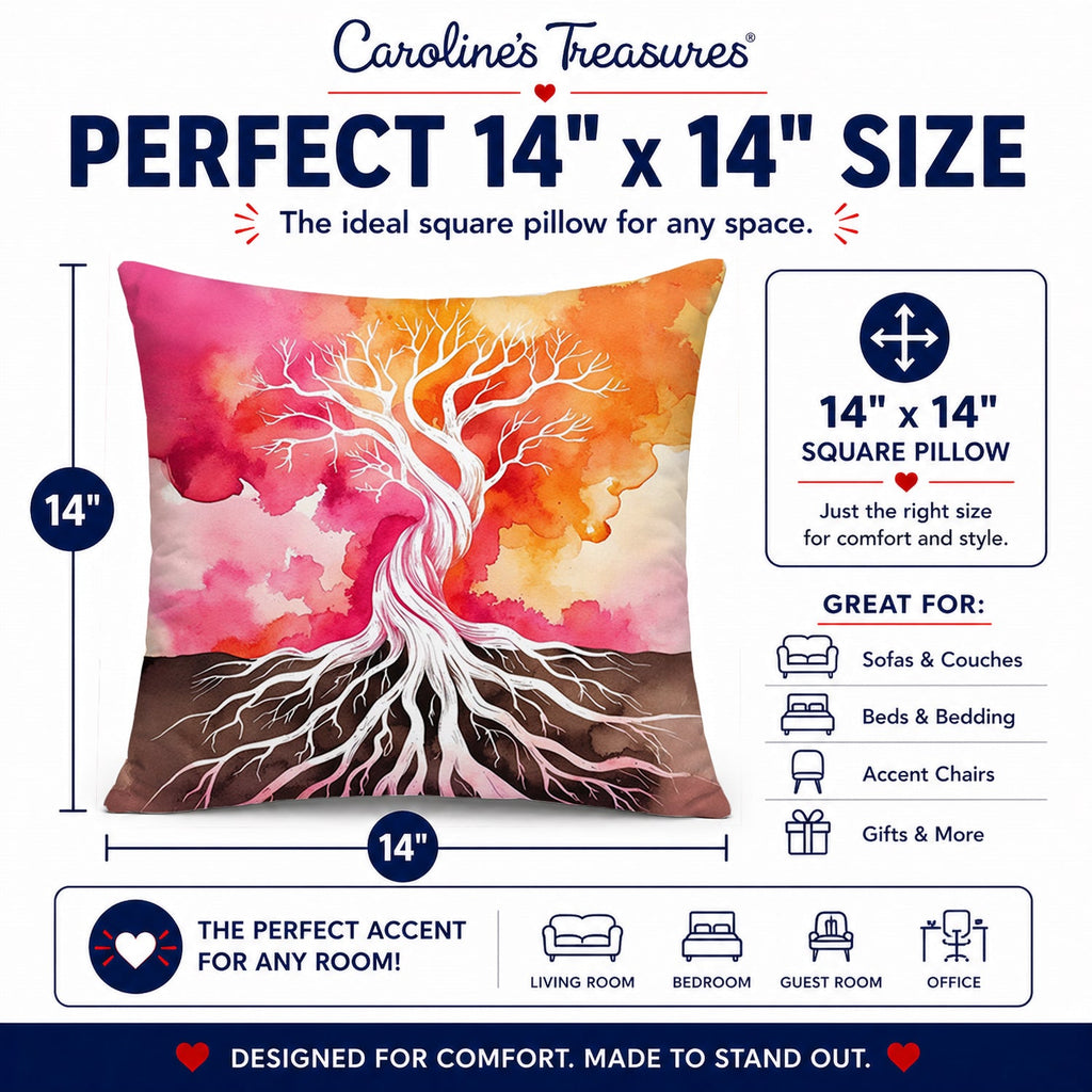 Rooted in Lesbian Pride Decorative Throw Pillow 14x14 Indoor Outdoor Accent Cushion, Fabric Cover with Insert for Sofa, Bed, Porch & Living Room