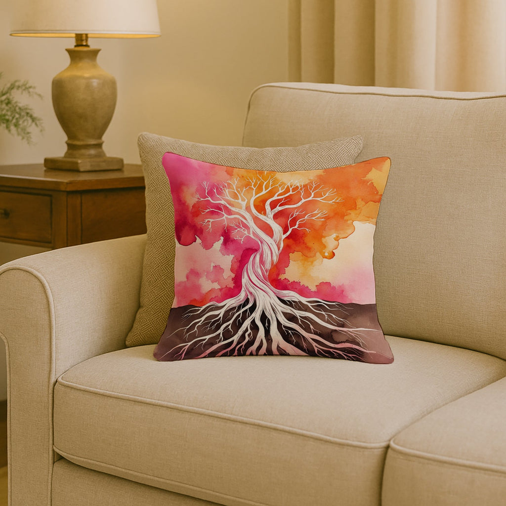 Rooted in Lesbian Pride Decorative Throw Pillow 18x18 Indoor Outdoor Accent Cushion, Fabric Cover with Insert for Sofa, Bed, Porch & Living Room