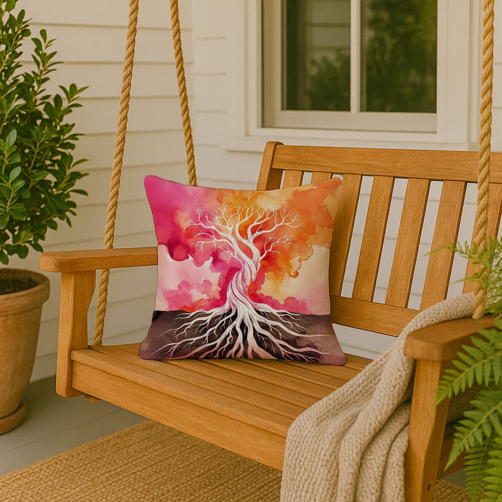 Rooted in Lesbian Pride Decorative Throw Pillow 18x18 Indoor Outdoor Accent Cushion, Fabric Cover with Insert for Sofa, Bed, Porch & Living Room