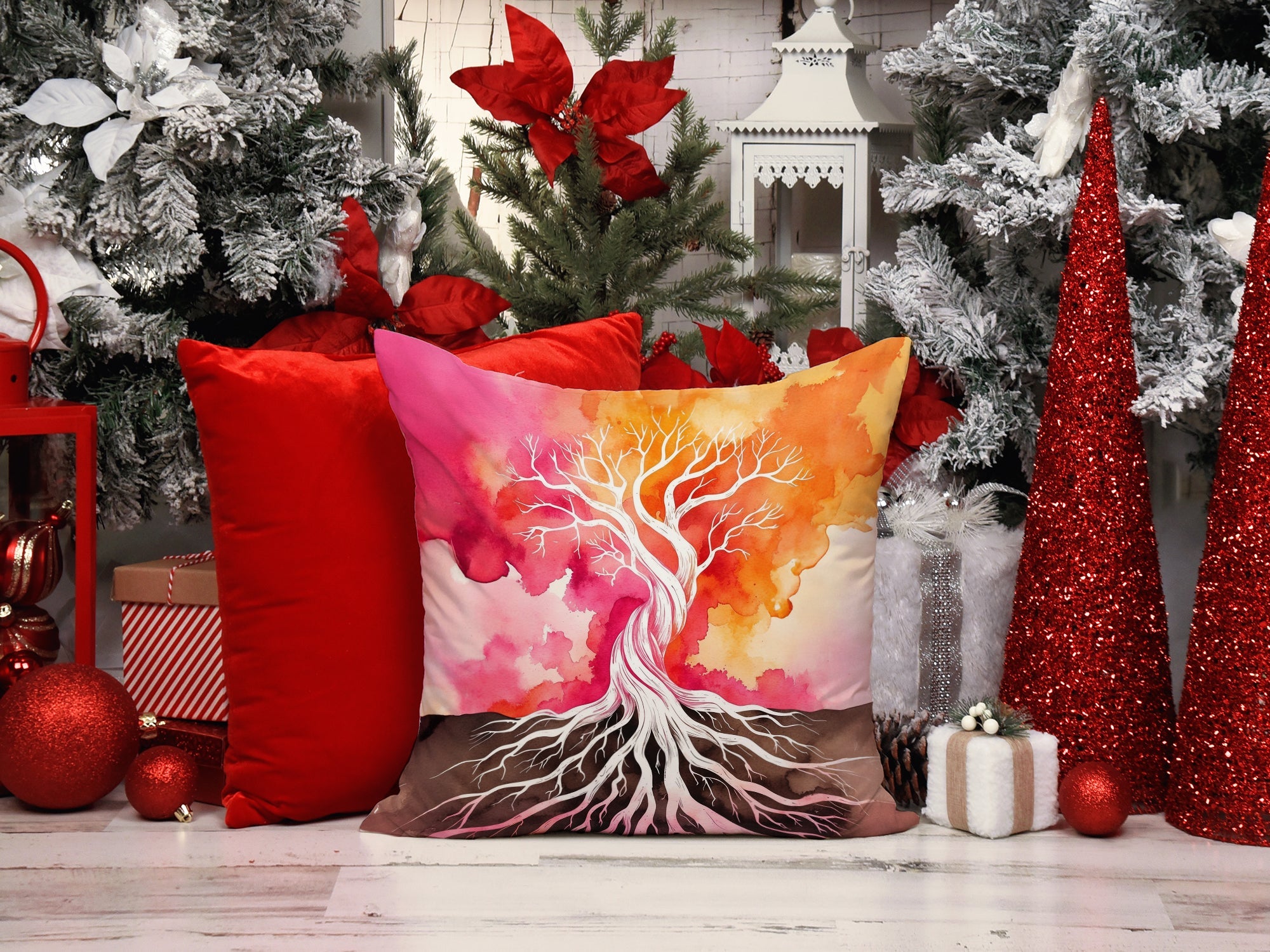 Rooted in Lesbian Pride Decorative Throw Pillow 18x18 Indoor Outdoor Accent Cushion, Fabric Cover with Insert for Sofa, Bed, Porch & Living Room