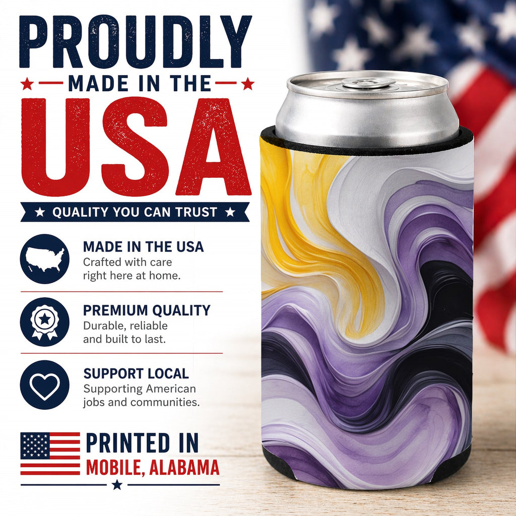 Nonbinary Pride Can or Bottle Hugger Cooler Sleeve for Standard 12 oz Cans, Insulated Foam Beer & Soda Can Hugger Reusable