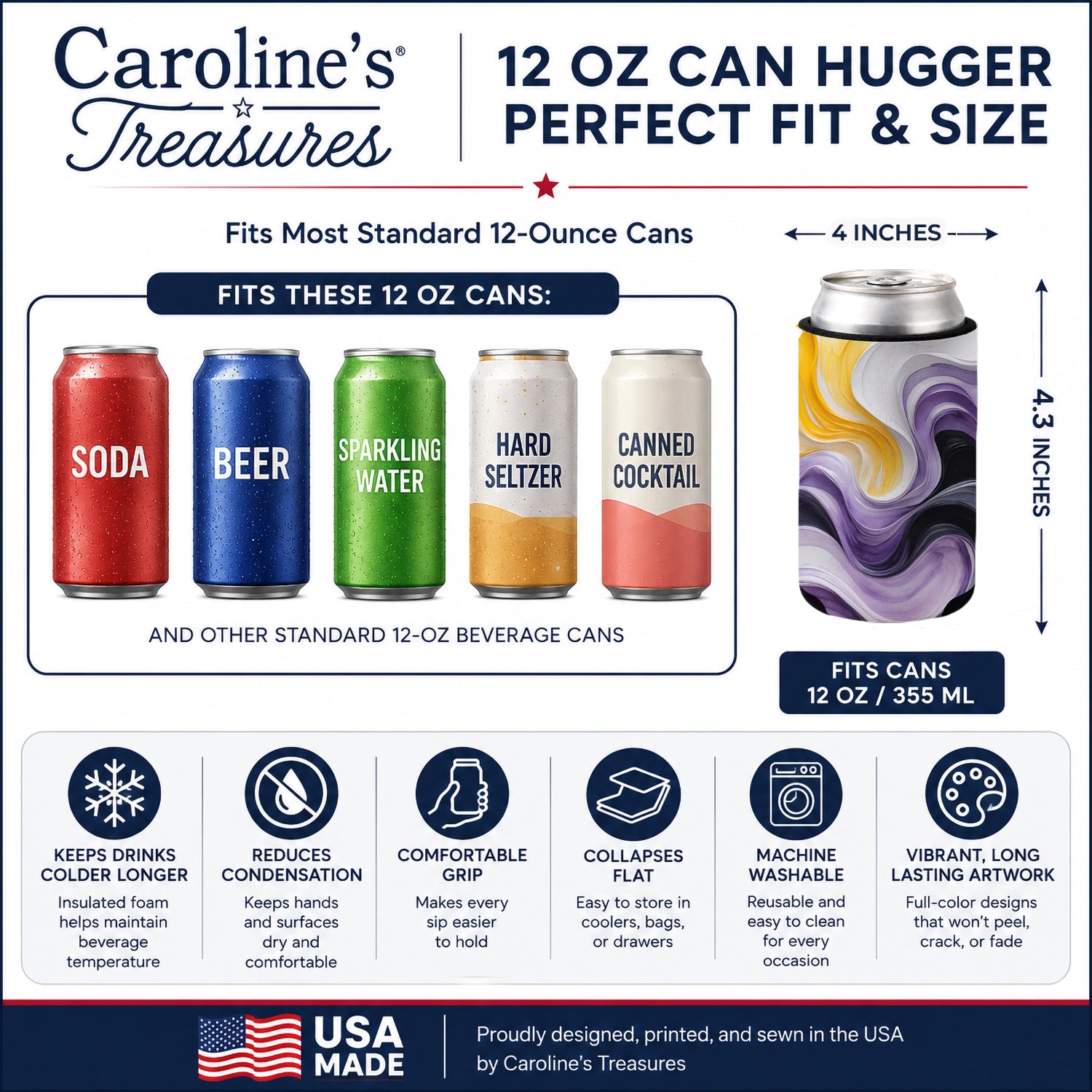 Nonbinary Pride Can or Bottle Hugger Cooler Sleeve for Standard 12 oz Cans, Insulated Foam Beer & Soda Can Hugger Reusable