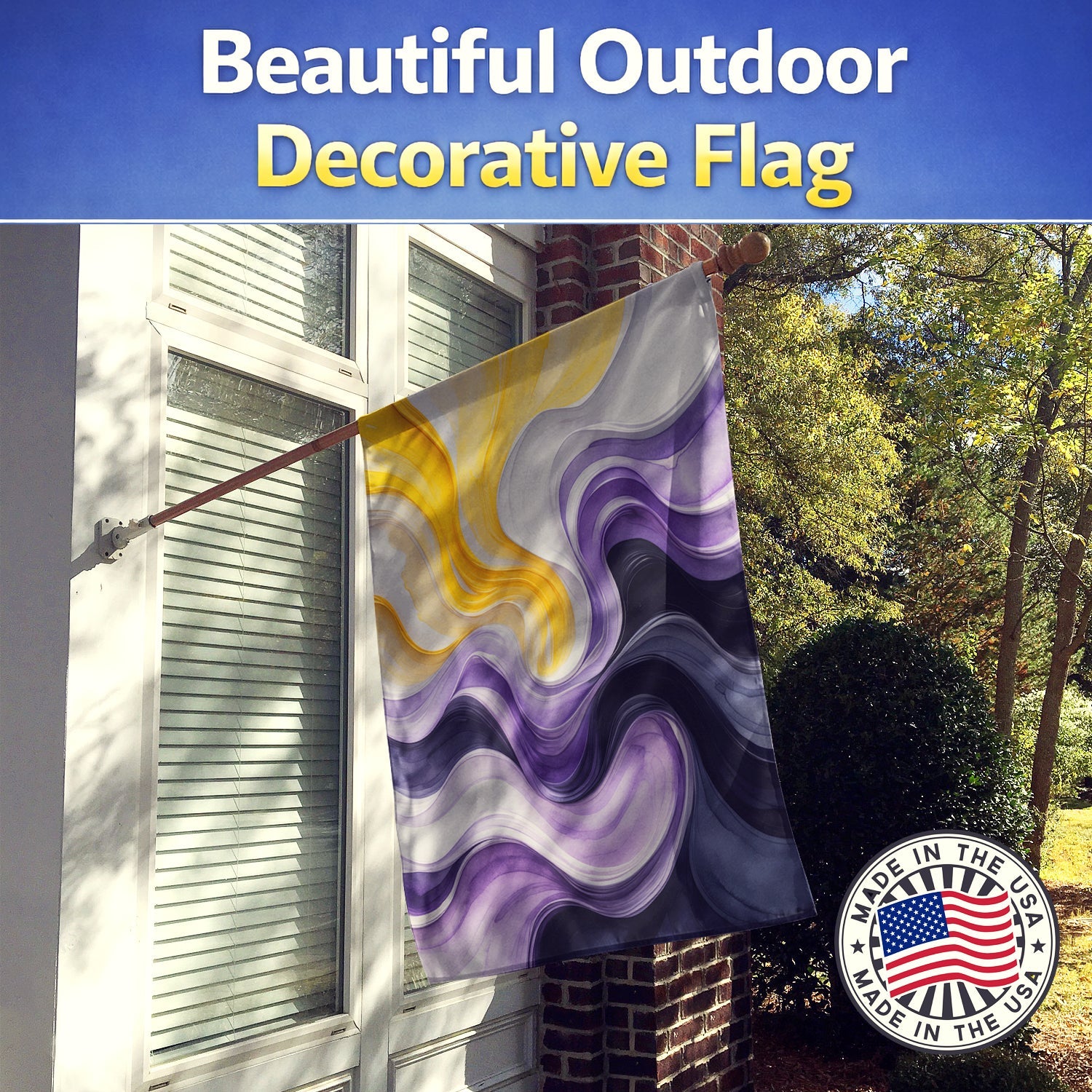 Nonbinary Pride House Flag 28x40 Porch Sleeve Pole Decorative Outside Yard Banner Artwork Wall Hanging, Polyester