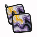 Nonbinary Pride Pot Holder Set of 2 Heat Resistant Quilted Hot Pads 7.5 x 7.5 Inch, Insulated Kitchen Trivets for Cooking & Baking