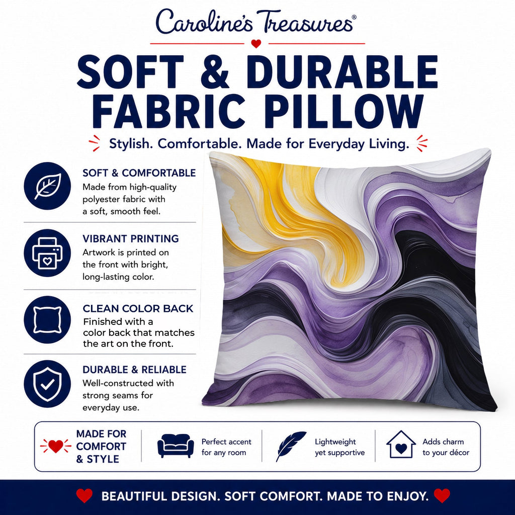 Nonbinary Pride Decorative Throw Pillow 14x14 Indoor Outdoor Accent Cushion, Fabric Cover with Insert for Sofa, Bed, Porch & Living Room