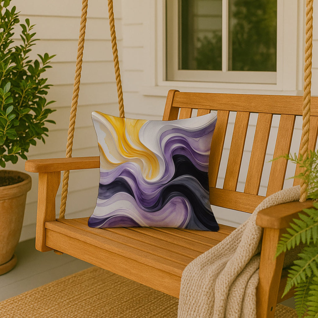 Nonbinary Pride Decorative Throw Pillow 18x18 Indoor Outdoor Accent Cushion, Fabric Cover with Insert for Sofa, Bed, Porch & Living Room