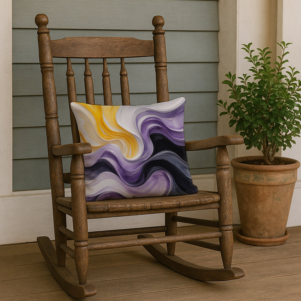 Nonbinary Pride Decorative Throw Pillow 18x18 Indoor Outdoor Accent Cushion, Fabric Cover with Insert for Sofa, Bed, Porch & Living Room