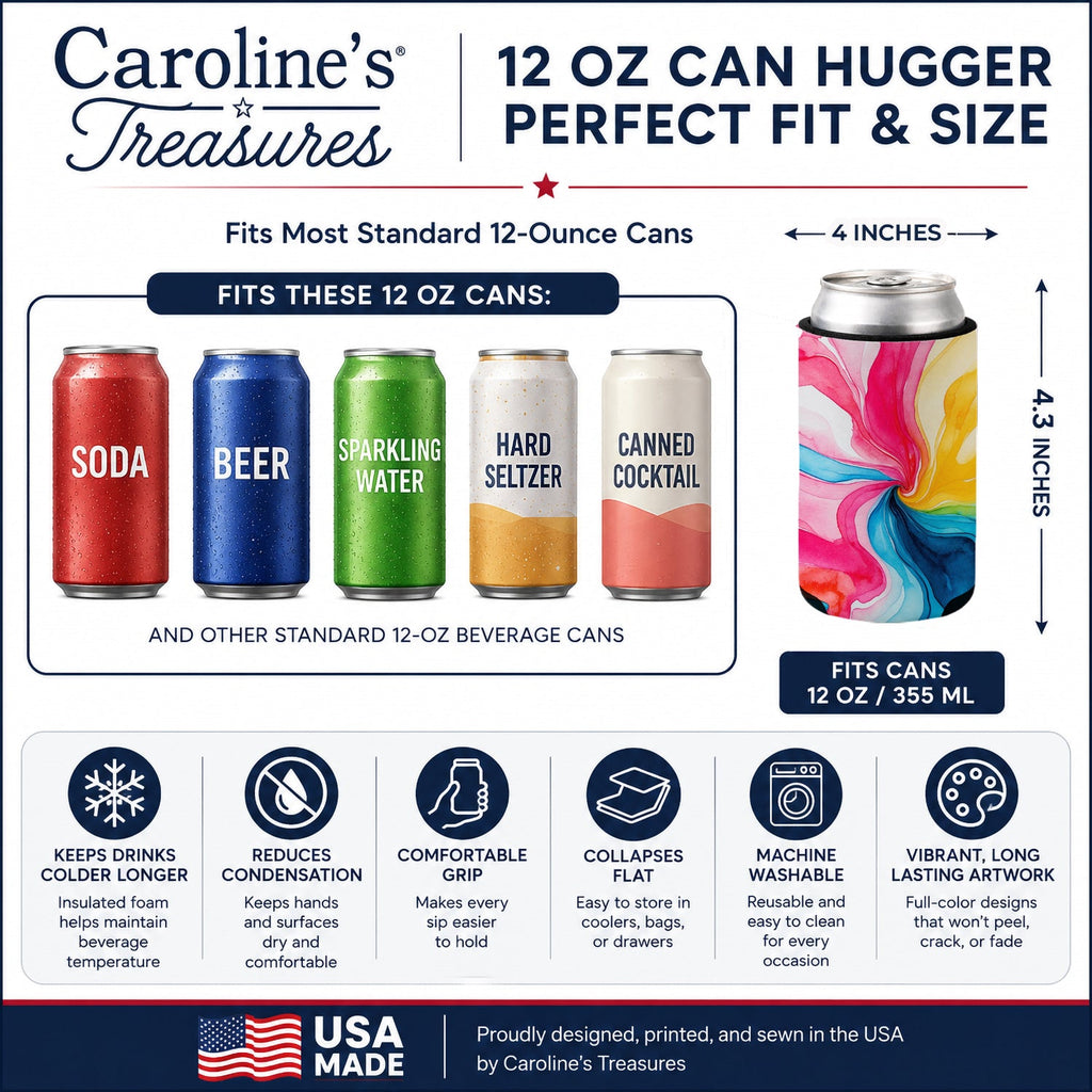 Pansexual Pride Can or Bottle Hugger Cooler Sleeve for Standard 12 oz Cans, Insulated Foam Beer & Soda Can Hugger Reusable