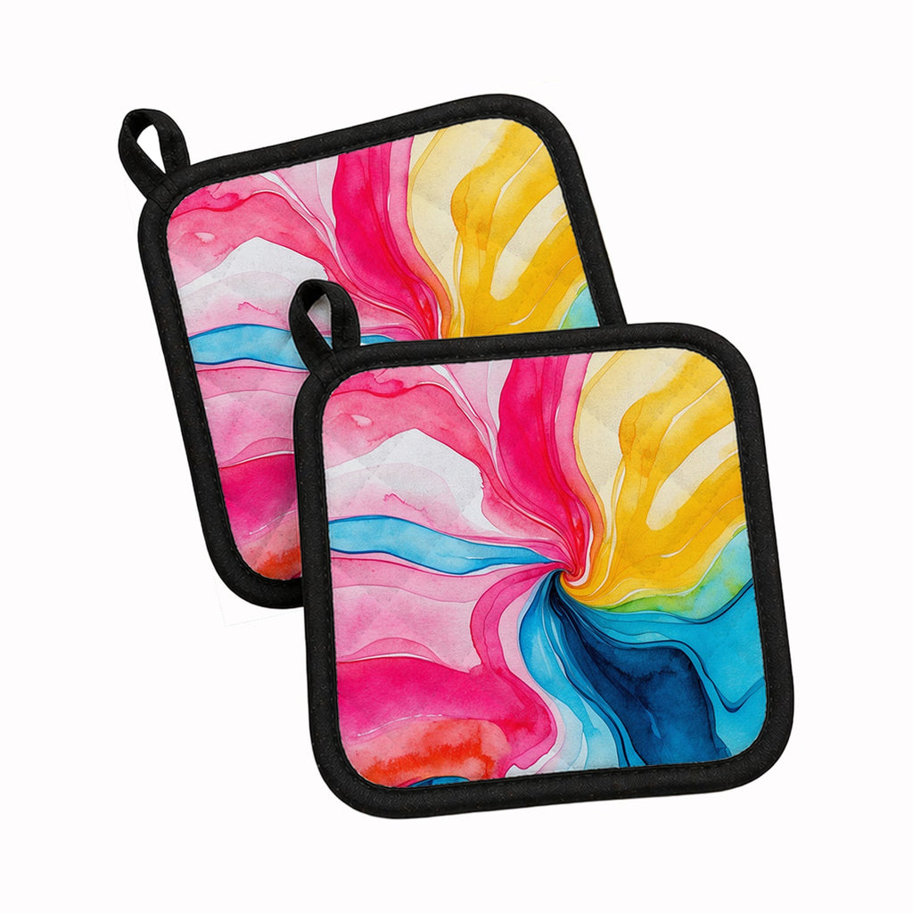 Pansexual Pride Pot Holder Set of 2 Heat Resistant Quilted Hot Pads 7.5 x 7.5 Inch, Insulated Kitchen Trivets for Cooking & Baking