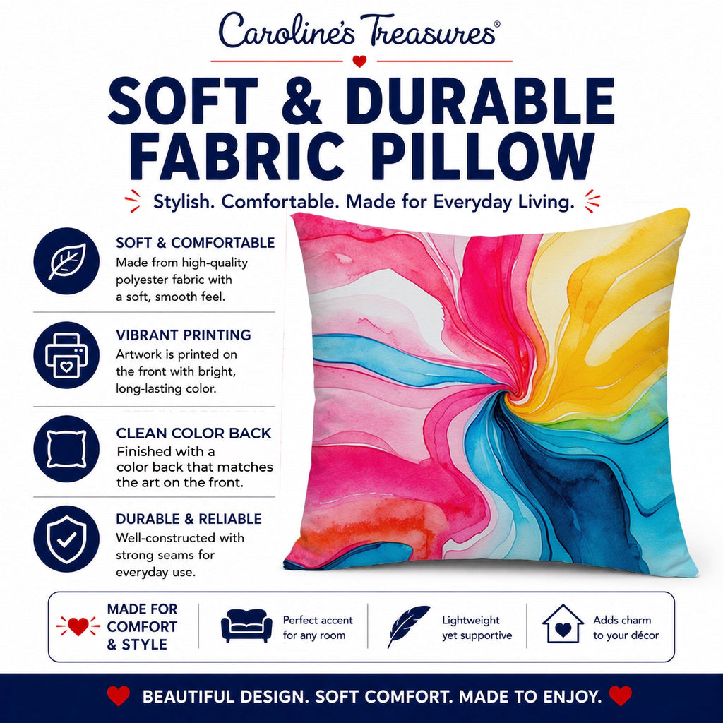 Pansexual Pride Decorative Throw Pillow 14x14 Indoor Outdoor Accent Cushion, Fabric Cover with Insert for Sofa, Bed, Porch & Living Room