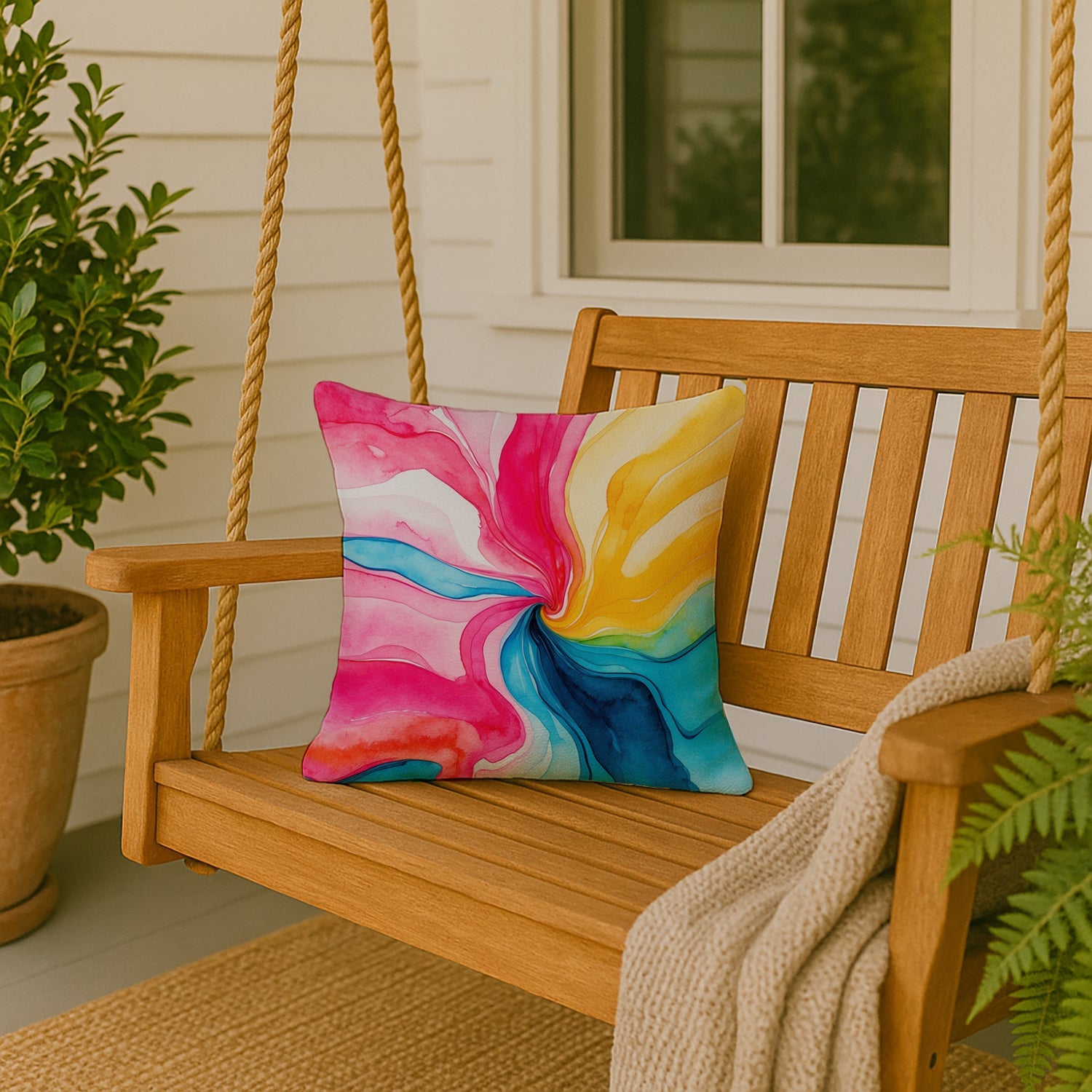 Pansexual Pride Decorative Throw Pillow 18x18 Indoor Outdoor Accent Cushion, Fabric Cover with Insert for Sofa, Bed, Porch & Living Room
