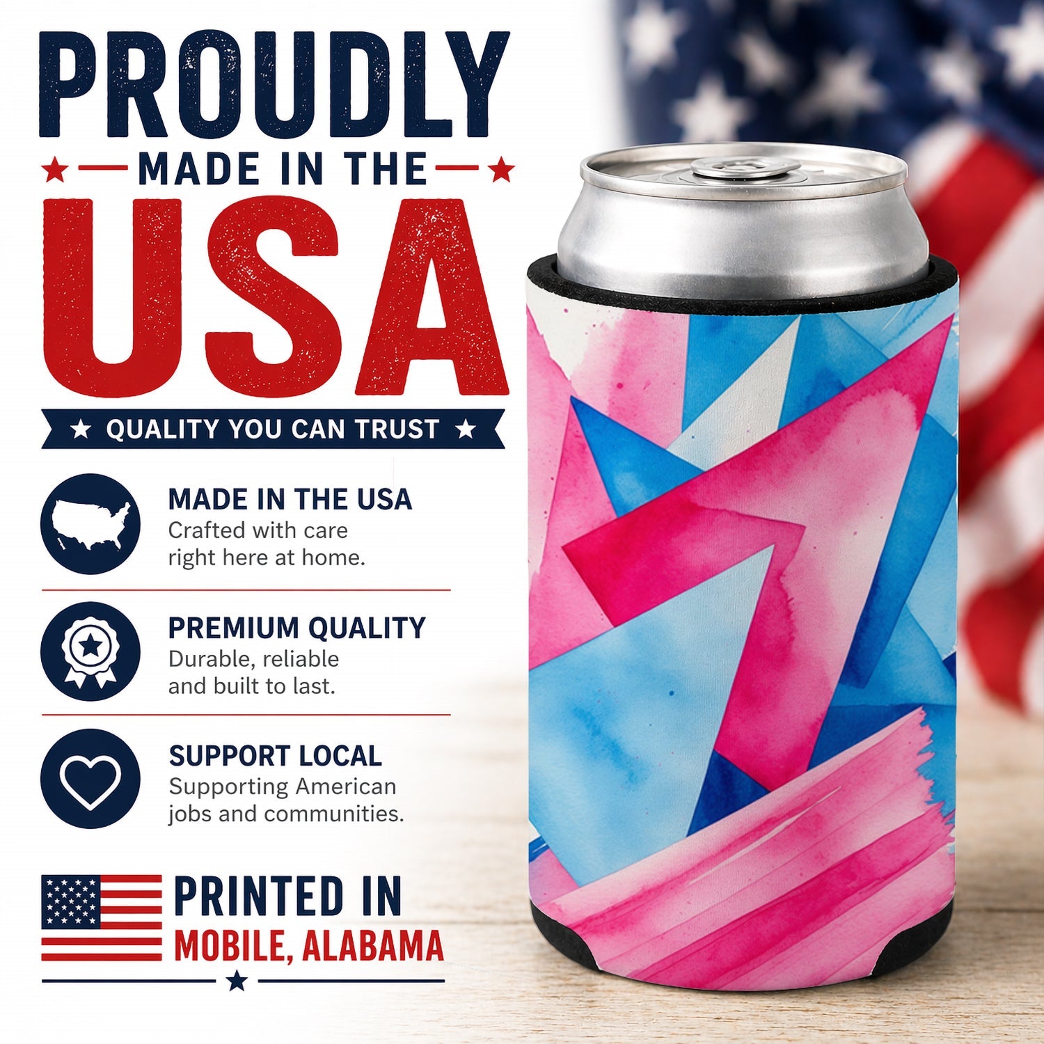 Trans and Proud Pride Can or Bottle Hugger Cooler Sleeve for Standard 12 oz Cans, Insulated Foam Beer & Soda Can Hugger Reusable
