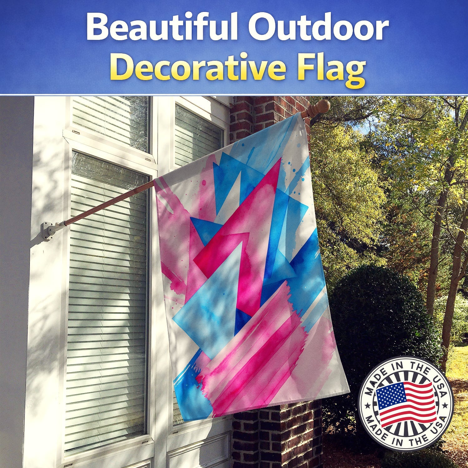 Trans and Proud Pride House Flag 28x40 Porch Sleeve Pole Decorative Outside Yard Banner Artwork Wall Hanging, Polyester