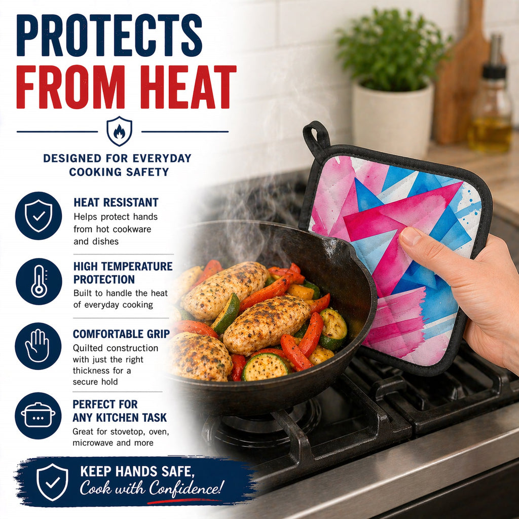 Trans and Proud Pride Pot Holder Set of 2 Heat Resistant Quilted Hot Pads 7.5 x 7.5 Inch, Insulated Kitchen Trivets for Cooking & Baking