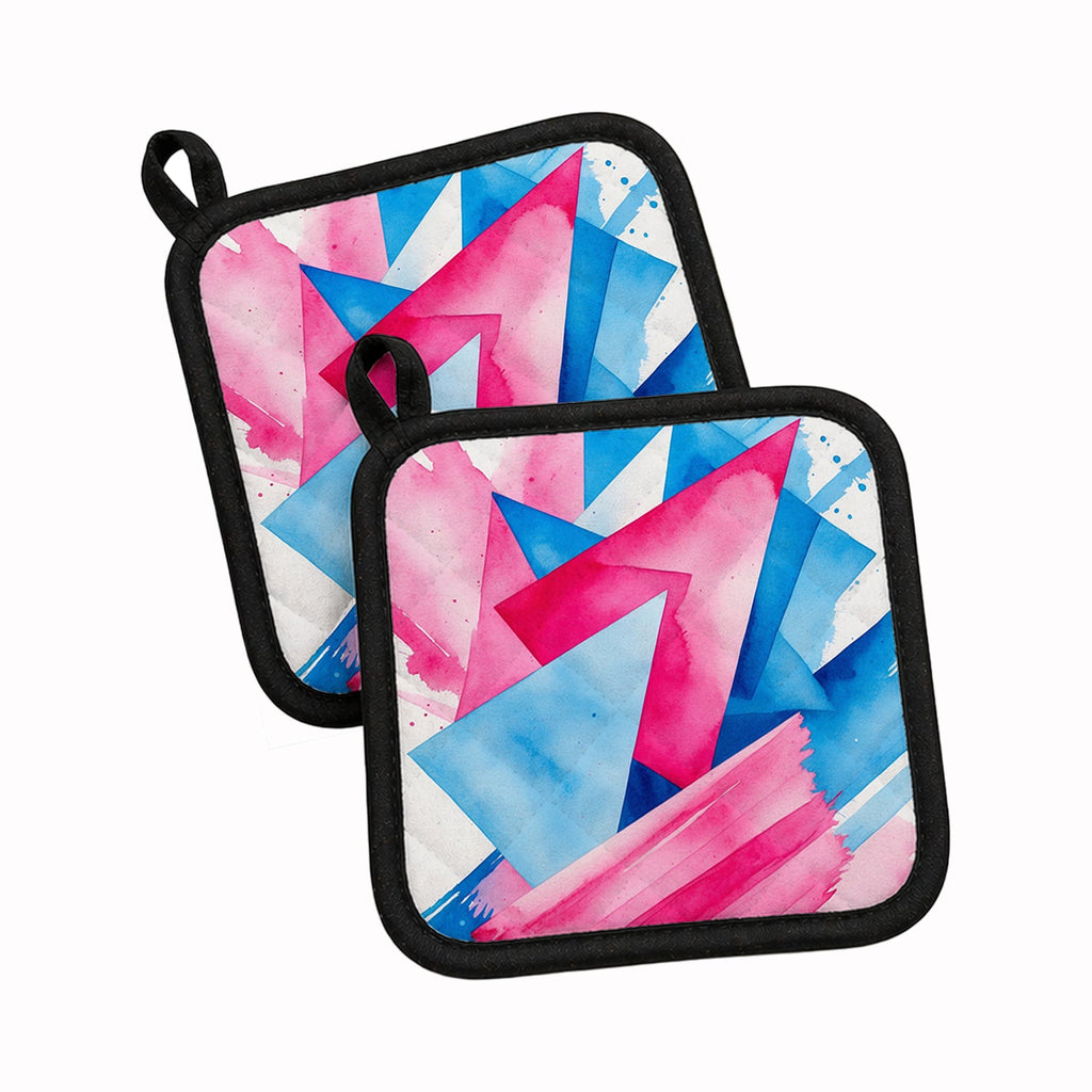 Trans and Proud Pride Pot Holder Set of 2 Heat Resistant Quilted Hot Pads 7.5 x 7.5 Inch, Insulated Kitchen Trivets for Cooking & Baking