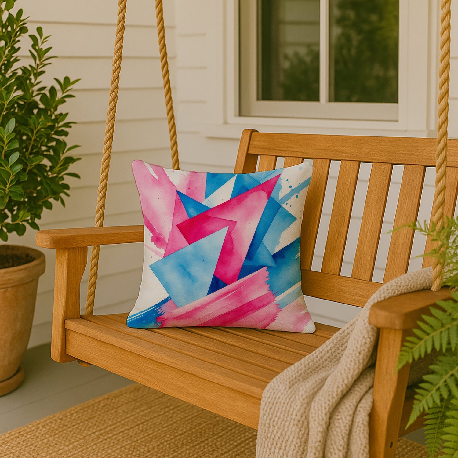 Trans and Proud Pride Decorative Throw Pillow 18x18 Indoor Outdoor Accent Cushion, Fabric Cover with Insert for Sofa, Bed, Porch & Living Room