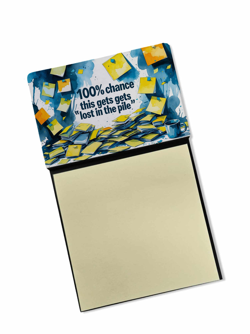 100% Chance This Gets Lost in the Pile Funny Sticky Note Holder Refillable Desk Dispenser Accessory with 3x3 Notes