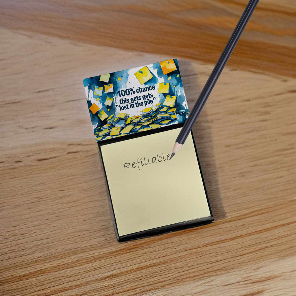 100% Chance This Gets Lost in the Pile Funny Sticky Note Holder Refillable Desk Dispenser Accessory with 3x3 Notes