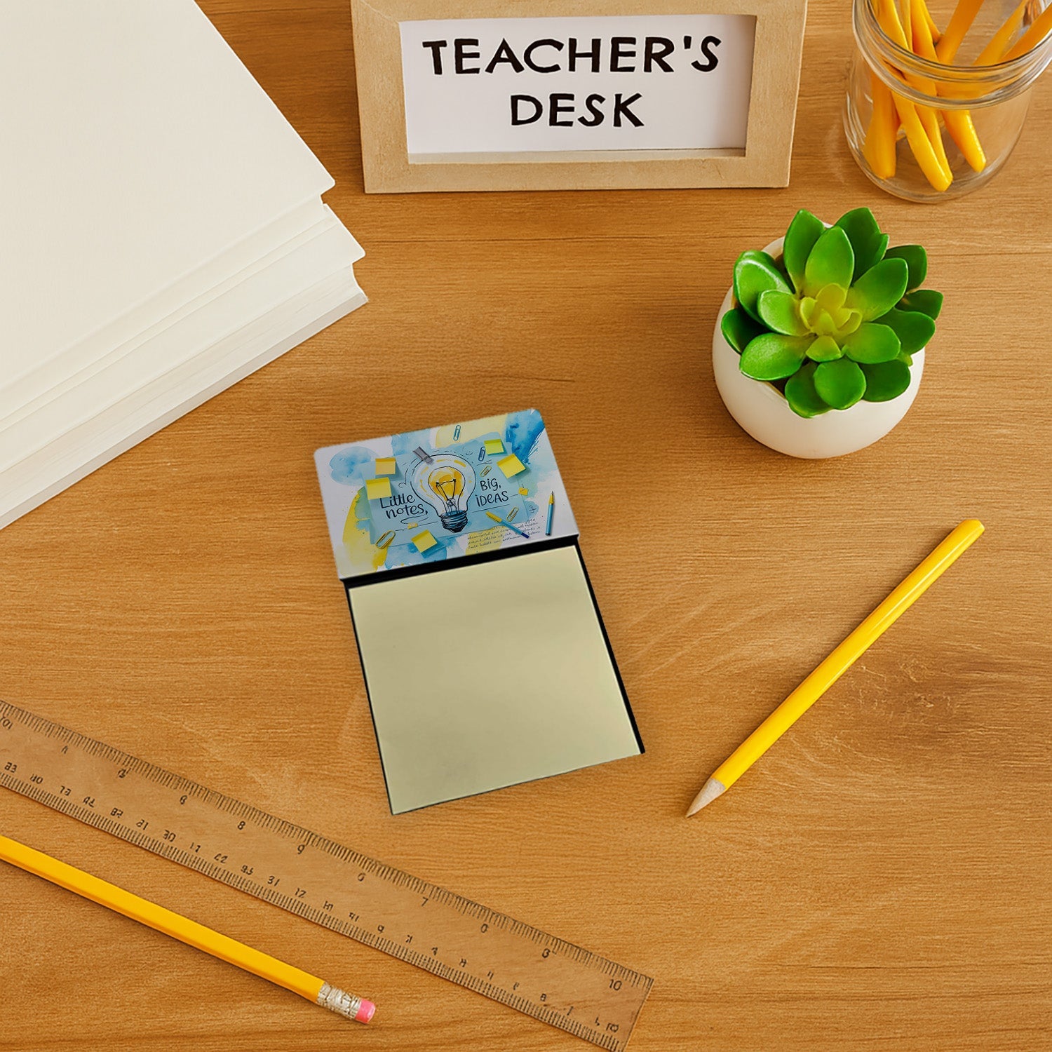 Little Notes Big Ideas Funny Sticky Note Holder Refillable Desk Dispenser Accessory with 3x3 Notes