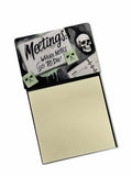 Meetings Where Notes Go to Die Funny Sticky Note Holder Refillable Desk Dispenser Accessory with 3x3 Notes