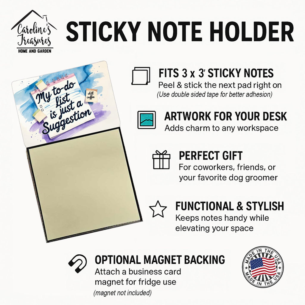 My To-Do List is Just a Suggestion Funny Sticky Note Holder Refillable Desk Dispenser Accessory with 3x3 Notes