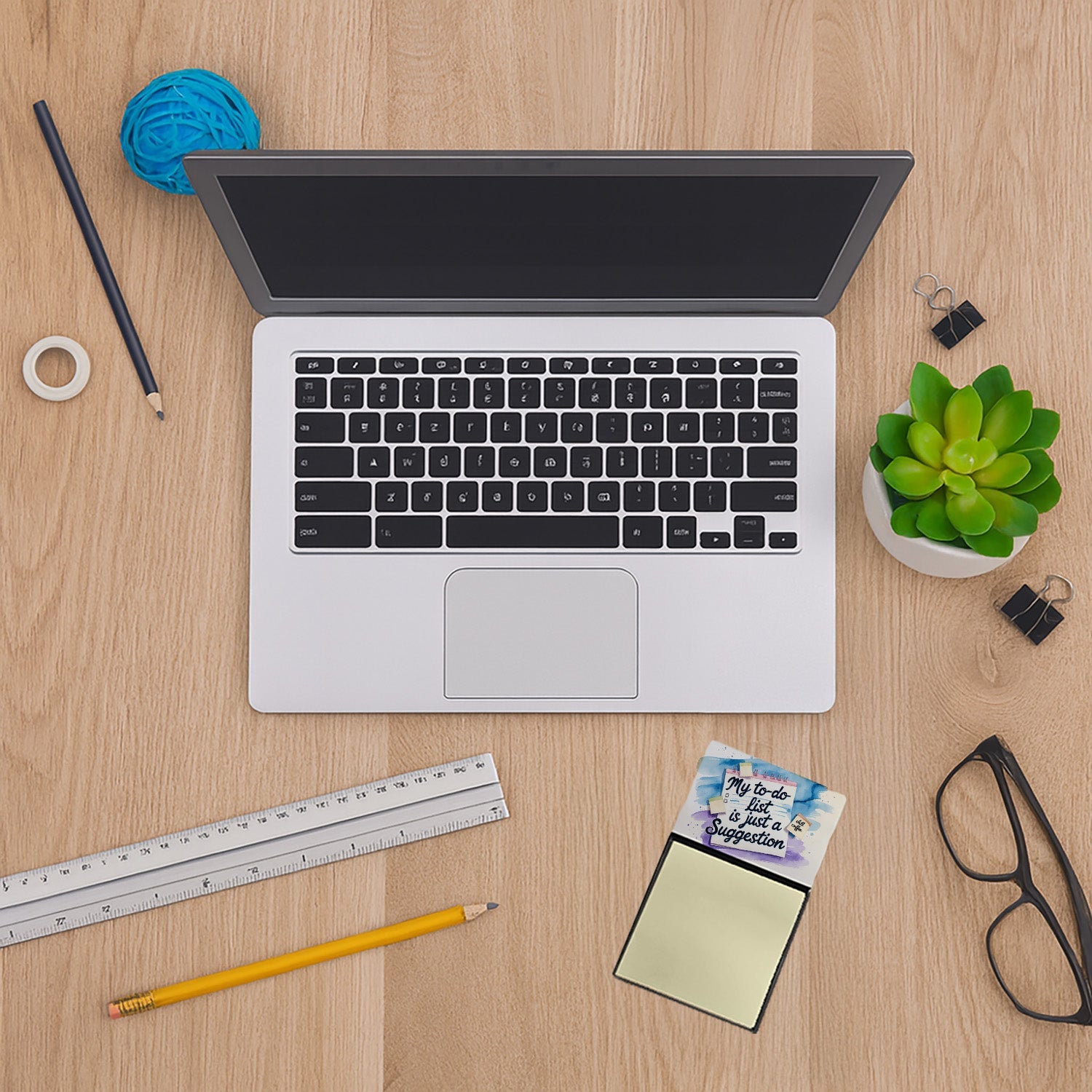 My To-Do List is Just a Suggestion Funny Sticky Note Holder Refillable Desk Dispenser Accessory with 3x3 Notes