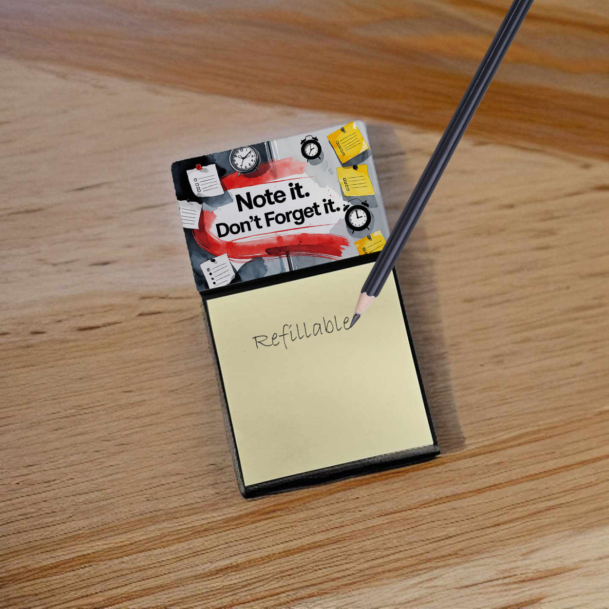 Note It Don’t Forget It Funny Sticky Note Holder Refillable Desk Dispenser Accessory with 3x3 Notes