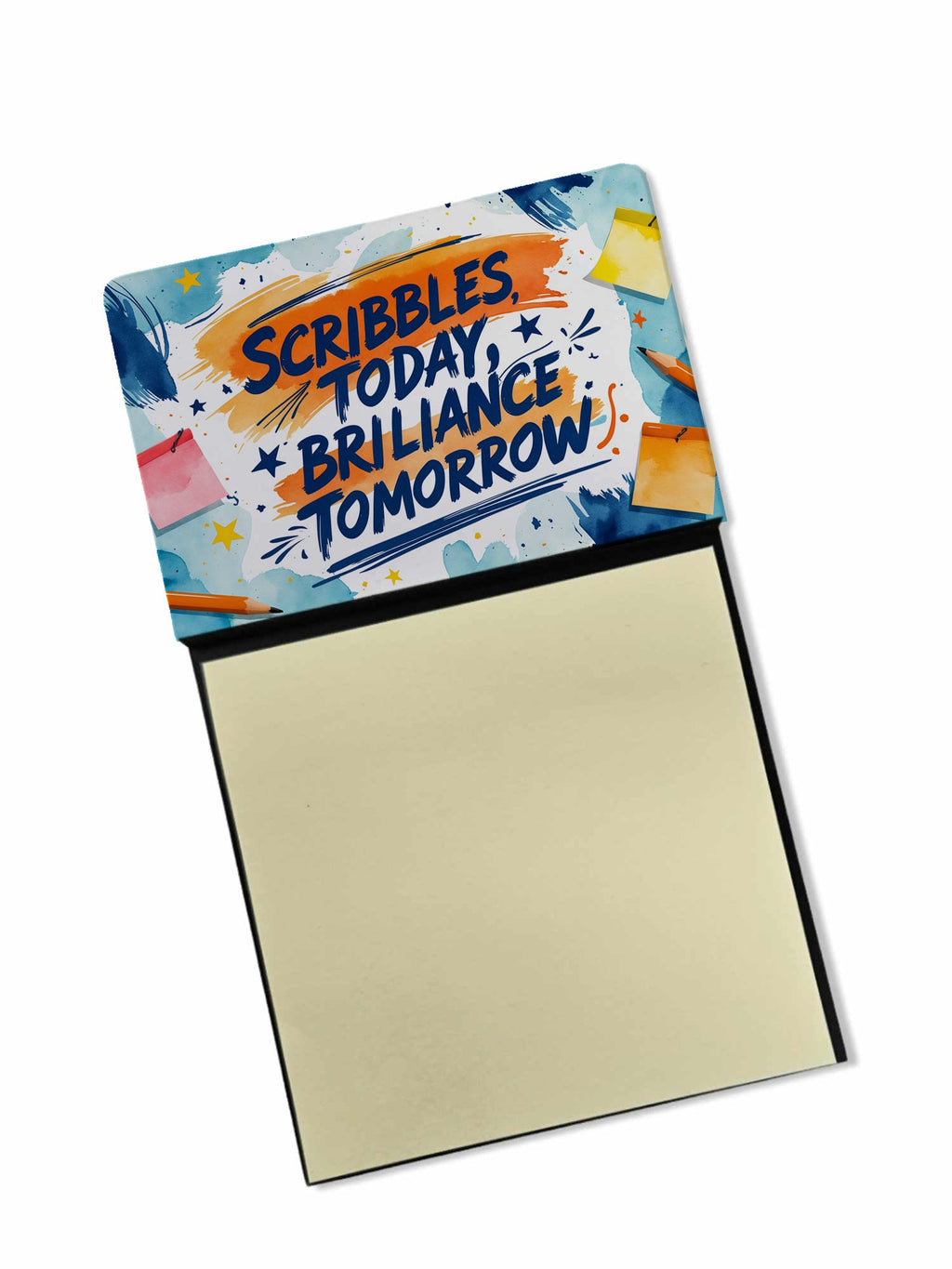 Scribbles Today Brilliance Tomorrow Funny Sticky Note Holder Refillable Desk Dispenser Accessory with 3x3 Notes