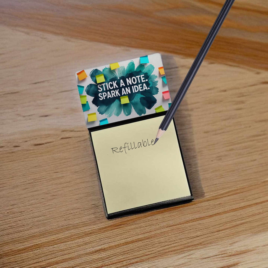 Stick a Note Spark an Idea Funny Sticky Note Holder Refillable Desk Dispenser Accessory with 3x3 Notes