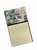 Stick With It Great Things Take Time Funny Sticky Note Holder Refillable Desk Dispenser Accessory with 3x3 Notes
