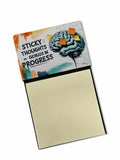 Sticky Thoughts Equals Genius in Progress Funny Sticky Note Holder Refillable Desk Dispenser Accessory with 3x3 Notes