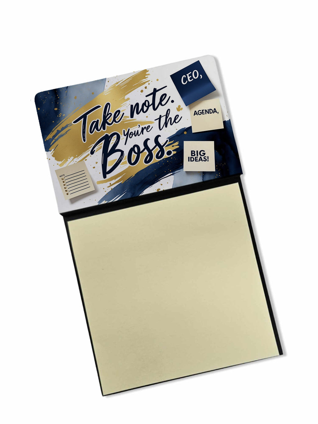 Take Note You’re the Boss Funny Sticky Note Holder Refillable Desk Dispenser Accessory with 3x3 Notes