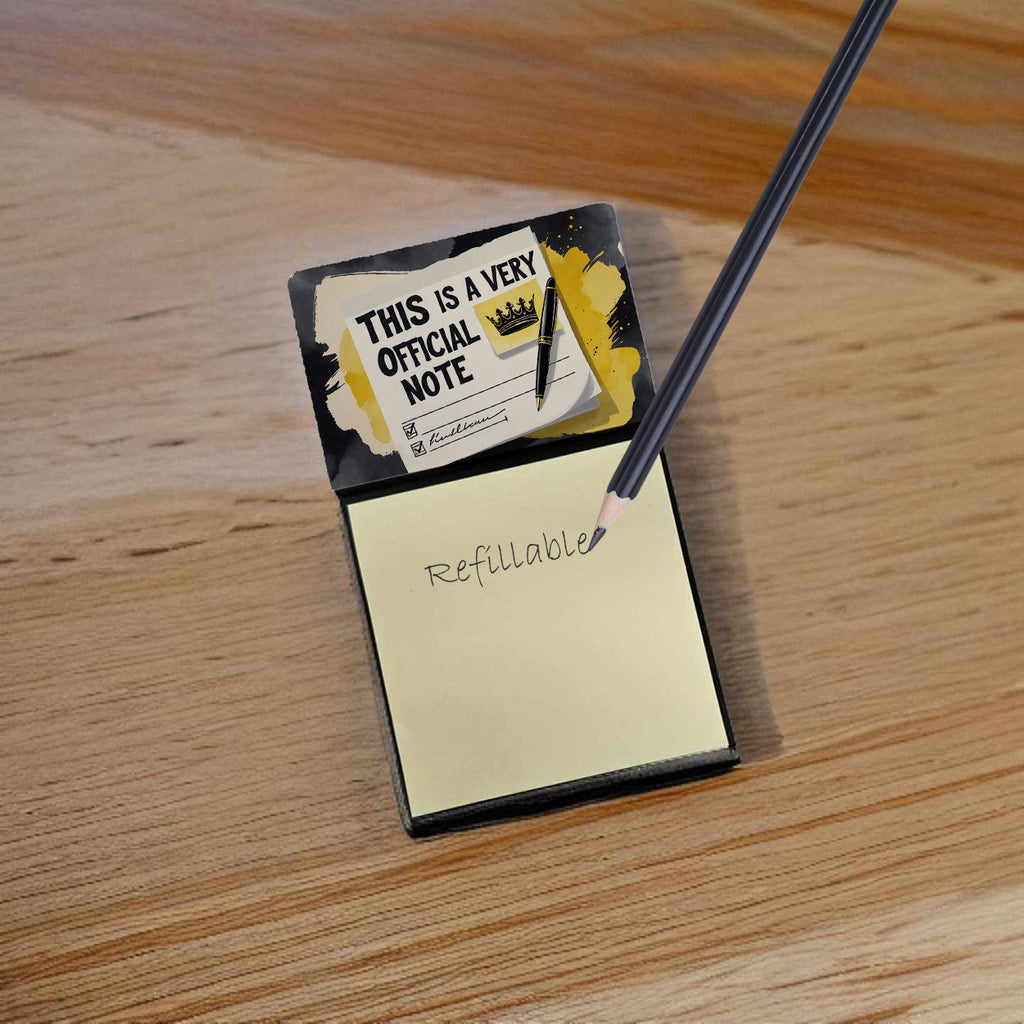 This Is a Very Official Note Funny Sticky Note Holder Refillable Desk Dispenser Accessory with 3x3 Notes