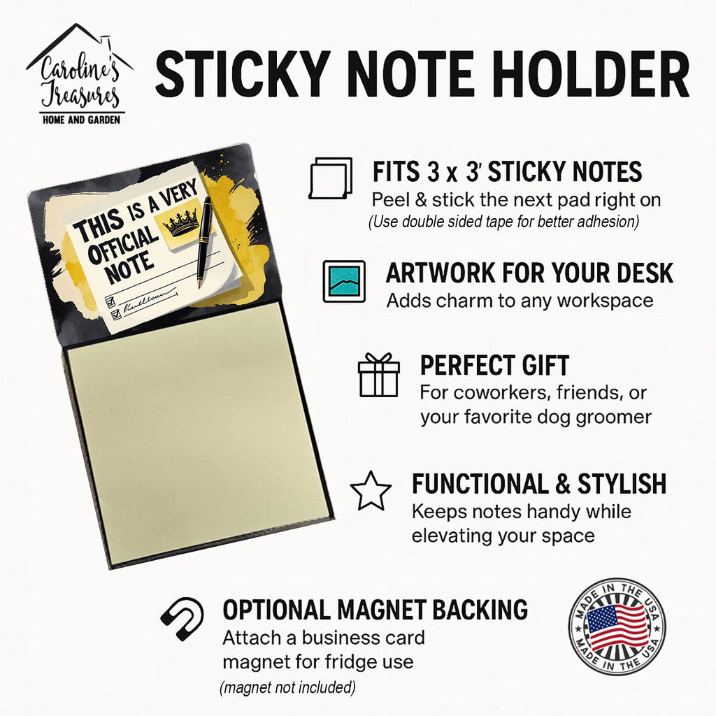 This Is a Very Official Note Funny Sticky Note Holder Refillable Desk Dispenser Accessory with 3x3 Notes