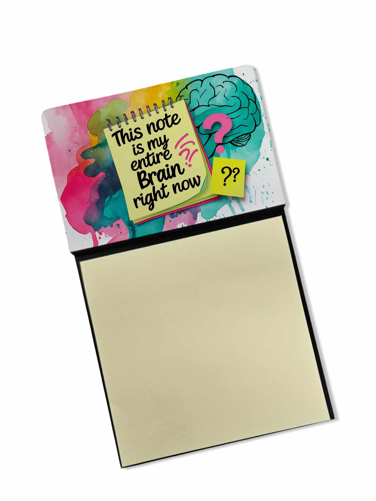 This Note Is My Entire Brain Right Now Funny Sticky Note Holder Refillable Desk Dispenser Accessory with 3x3 Notes