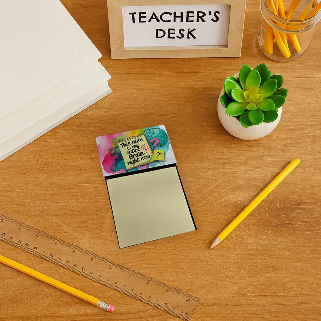 This Note Is My Entire Brain Right Now Funny Sticky Note Holder Refillable Desk Dispenser Accessory with 3x3 Notes