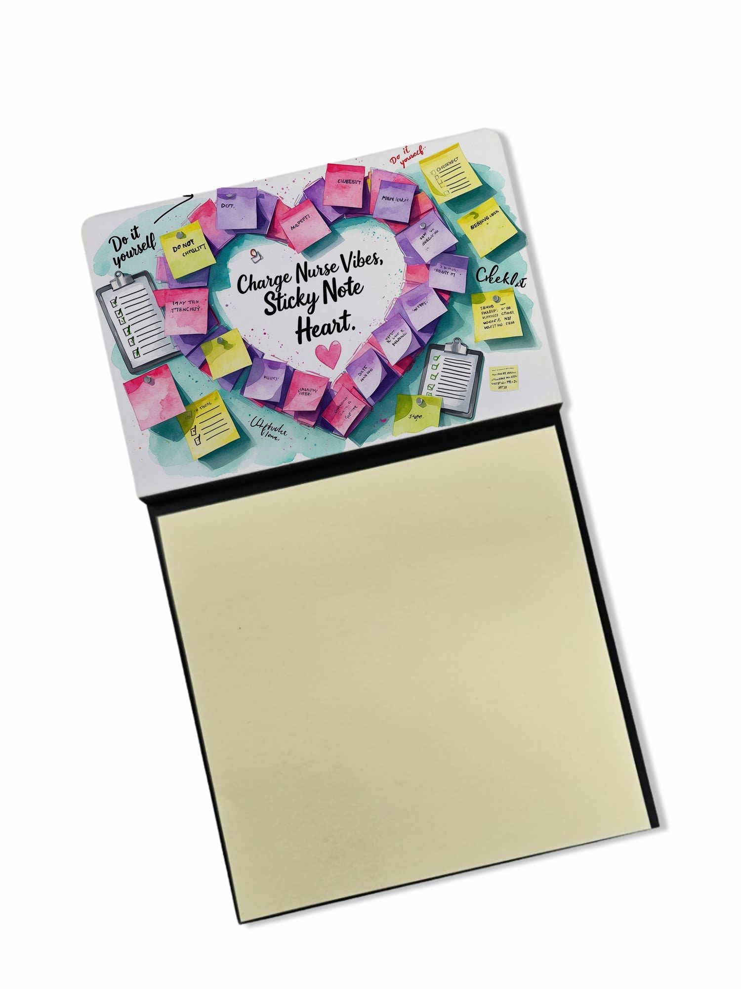 Charge Nurse Vibes Sticky Note Holder Funny Nurse Saying Desk Dispenser with 3x3 Notes