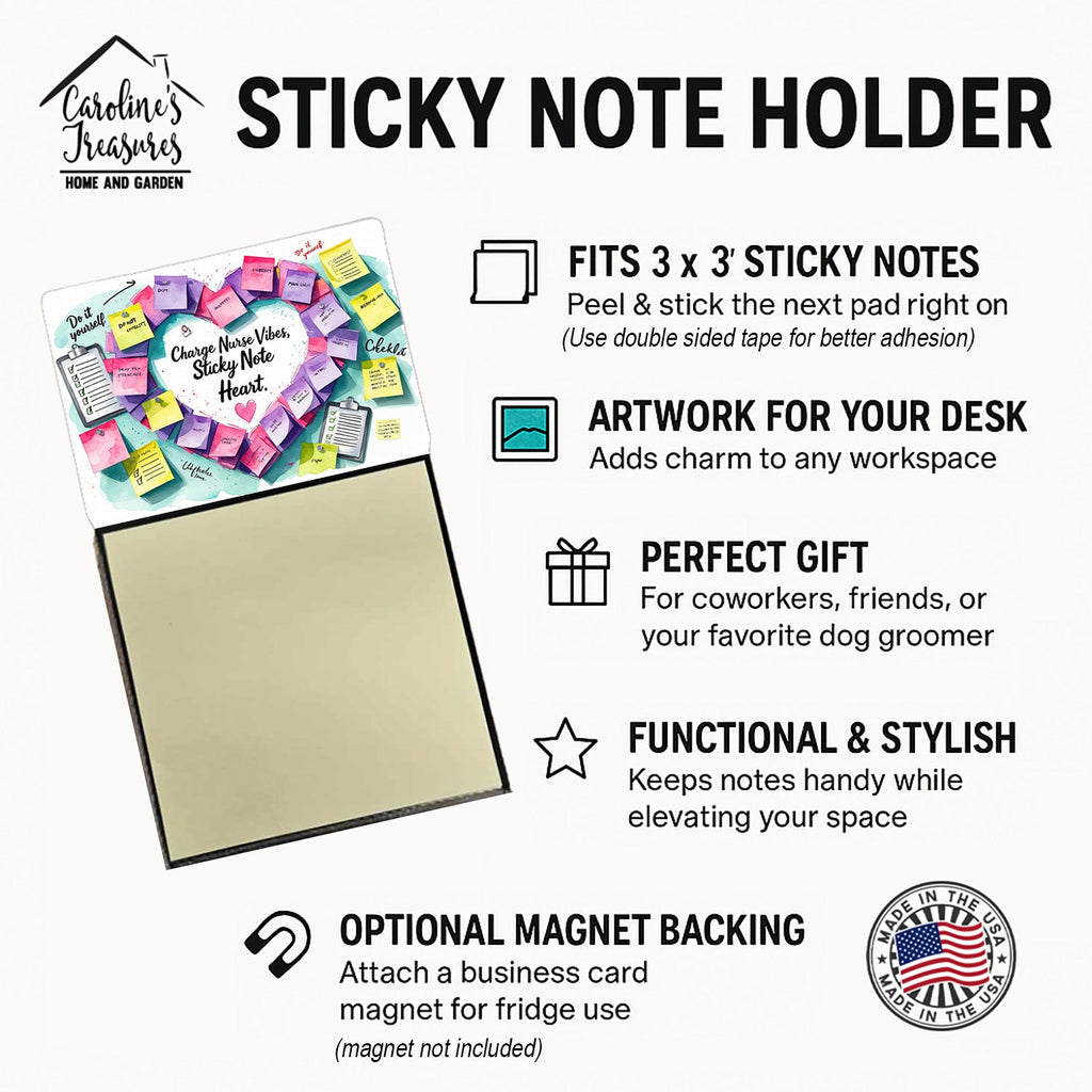 Charge Nurse Vibes Sticky Note Holder Funny Nurse Saying Desk Dispenser with 3x3 Notes