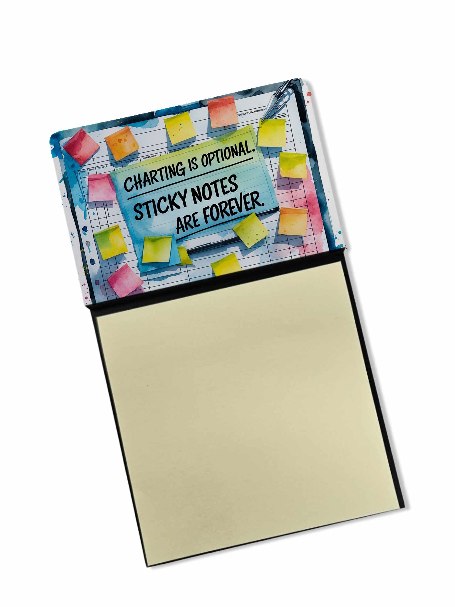 Charting is optional Sticky Note Holder Funny Nurse Saying Desk Dispenser with 3x3 Notes