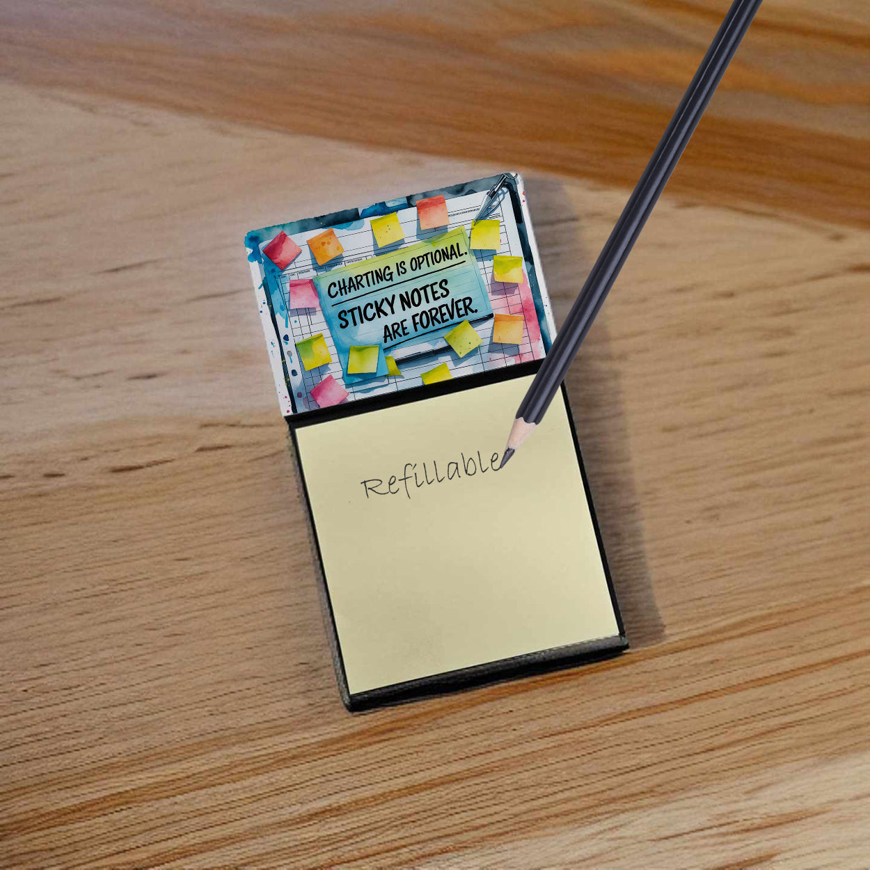 Charting is optional Sticky Note Holder Funny Nurse Saying Desk Dispenser with 3x3 Notes