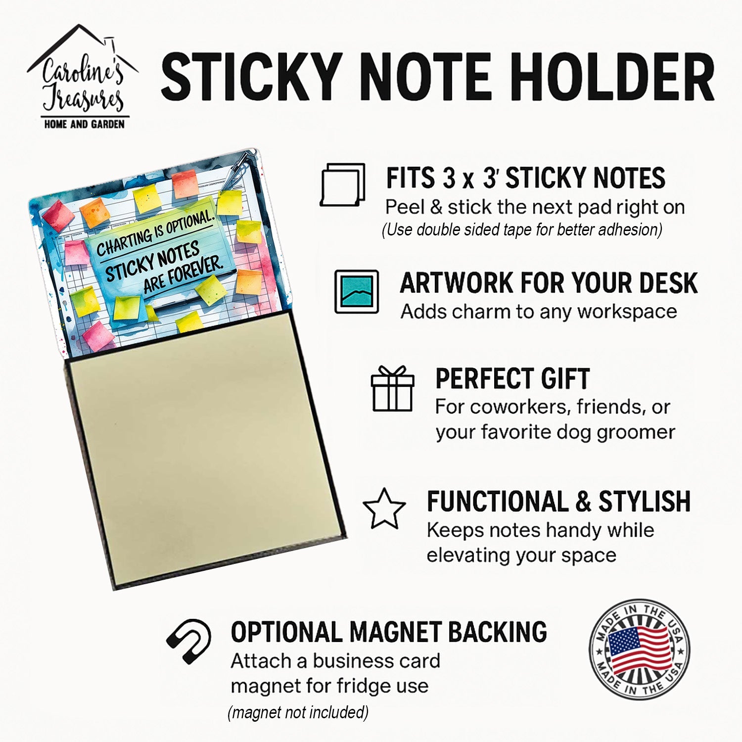 Charting is optional Sticky Note Holder Funny Nurse Saying Desk Dispenser with 3x3 Notes